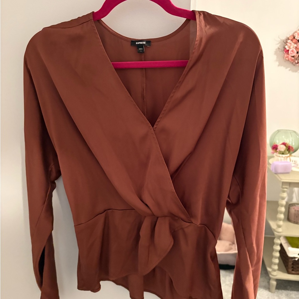 Express Rust Wrap Blouse